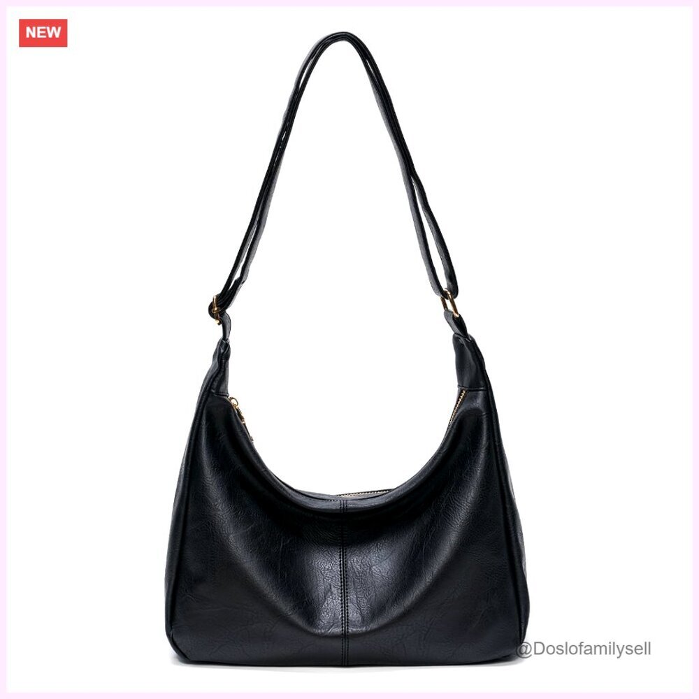 Slouchy Hobo Shoulder Bag Vegan Leather Adjustable Strap Crossbody Tote